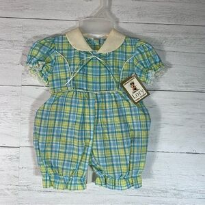Creaciones Lory girls plaid romper size 18-24 months